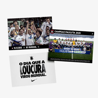 Kit Posters Corinthians - "O Dia que a Loucura Virou Mundial" + 4 Adesivos Exclusivos